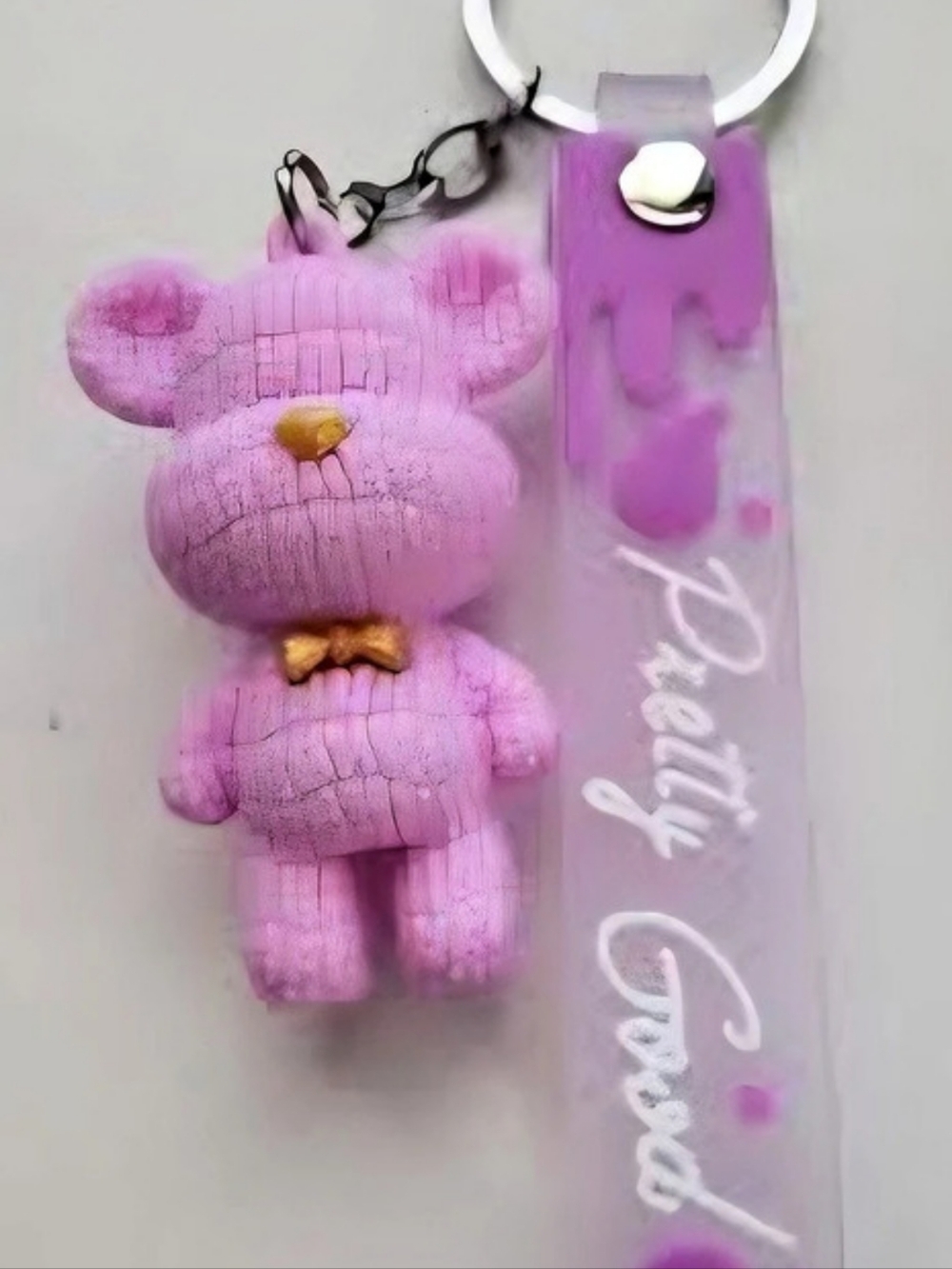 Pretty Good Purple Plush Bear Keychain